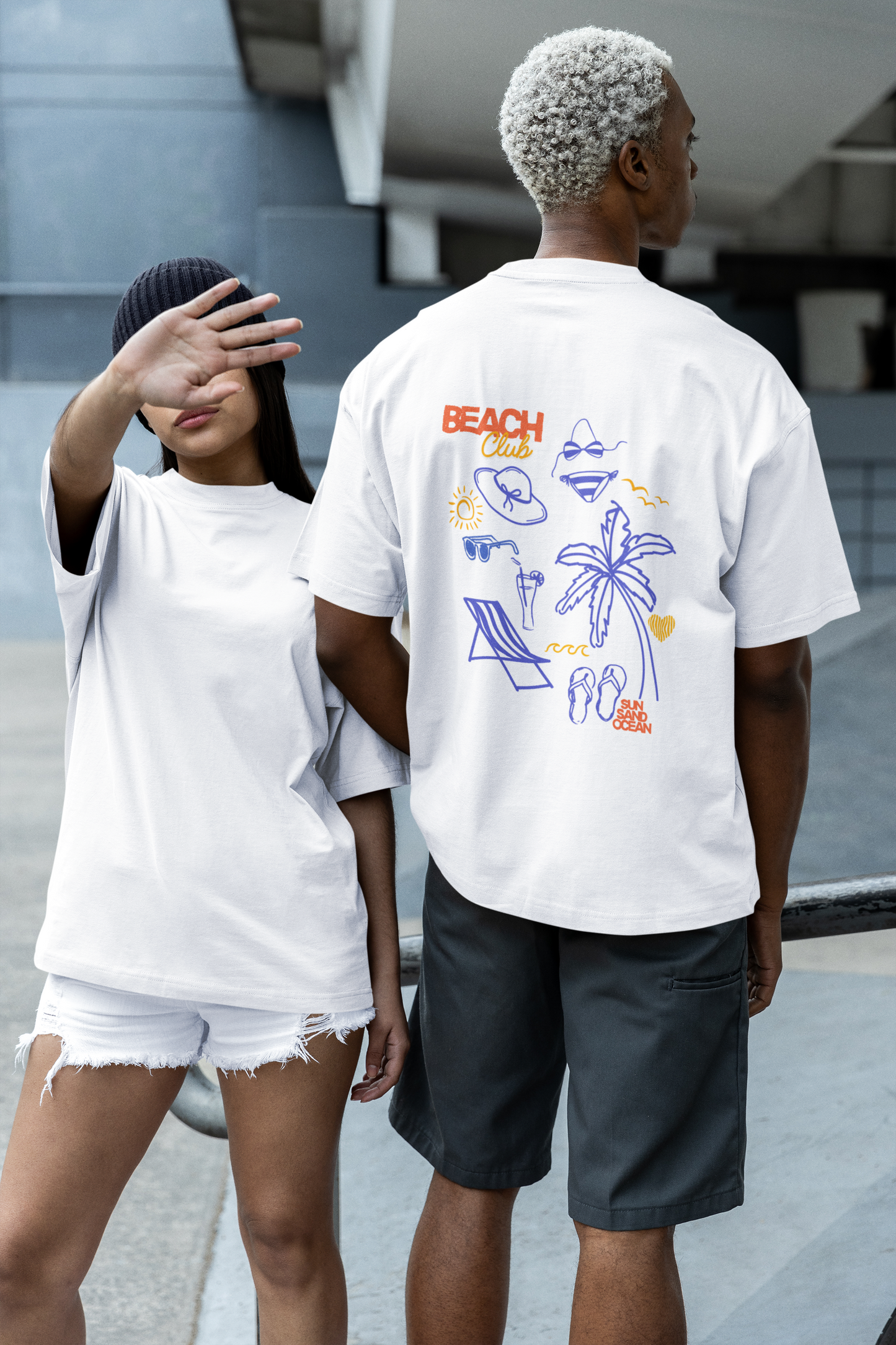 Beach Club Oversized Luxe Tee (Cotton, Unisex)