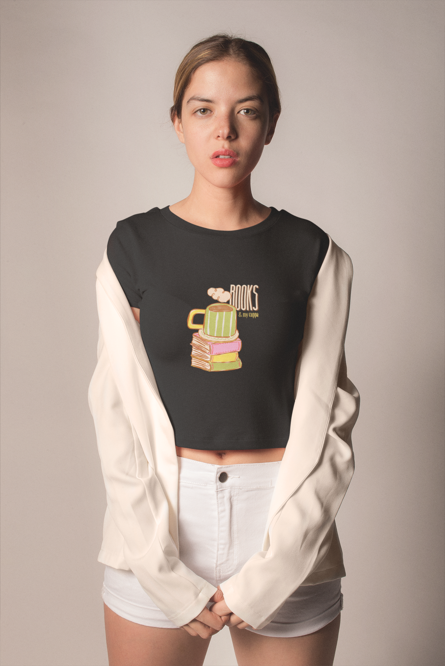 Books & My Cuppa Crop Top