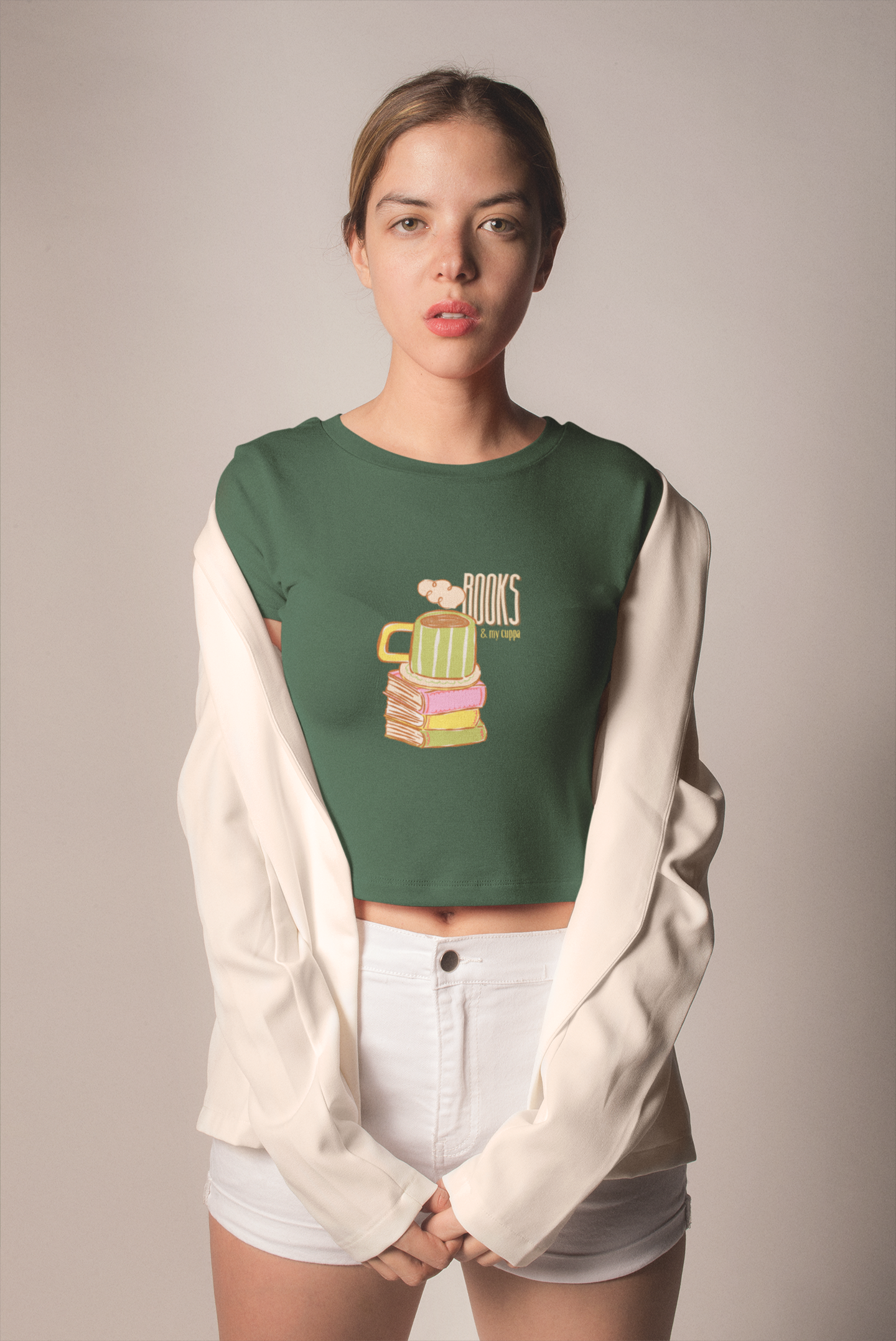 Books & My Cuppa Crop Top