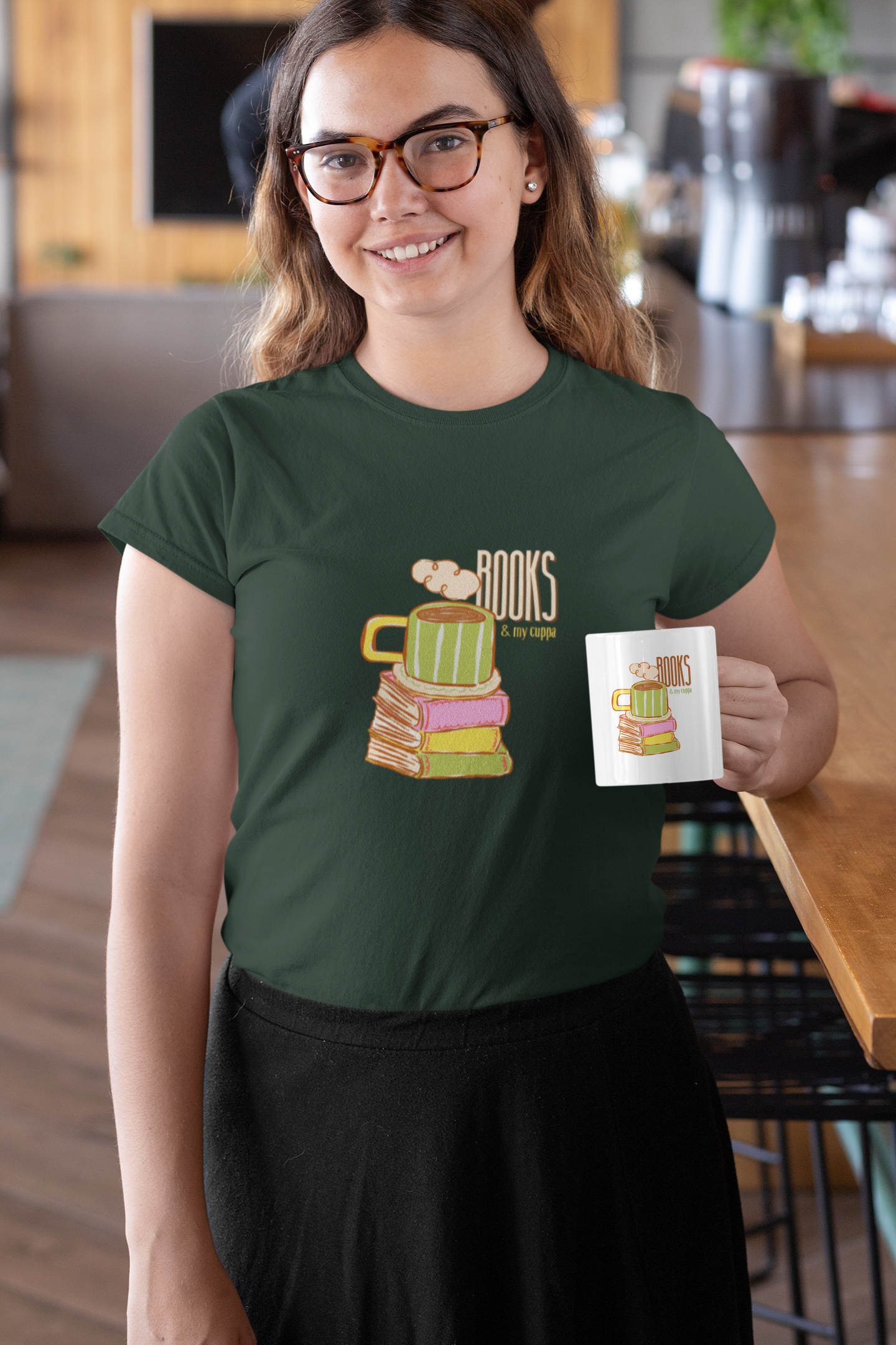Books & My Cuppa Tee (Woman fit, Cotton)