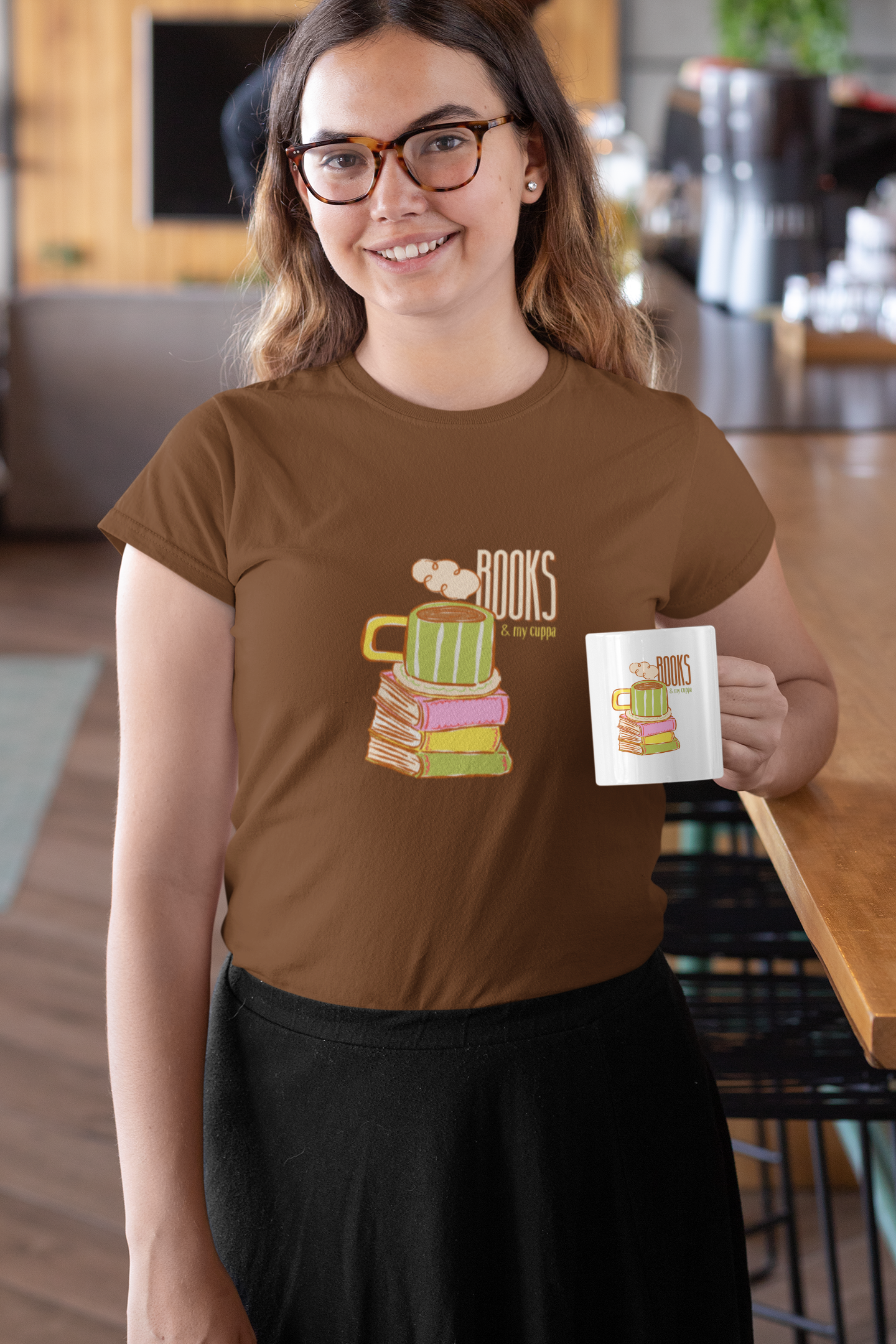 Books & My Cuppa Tee (Woman fit, Cotton)