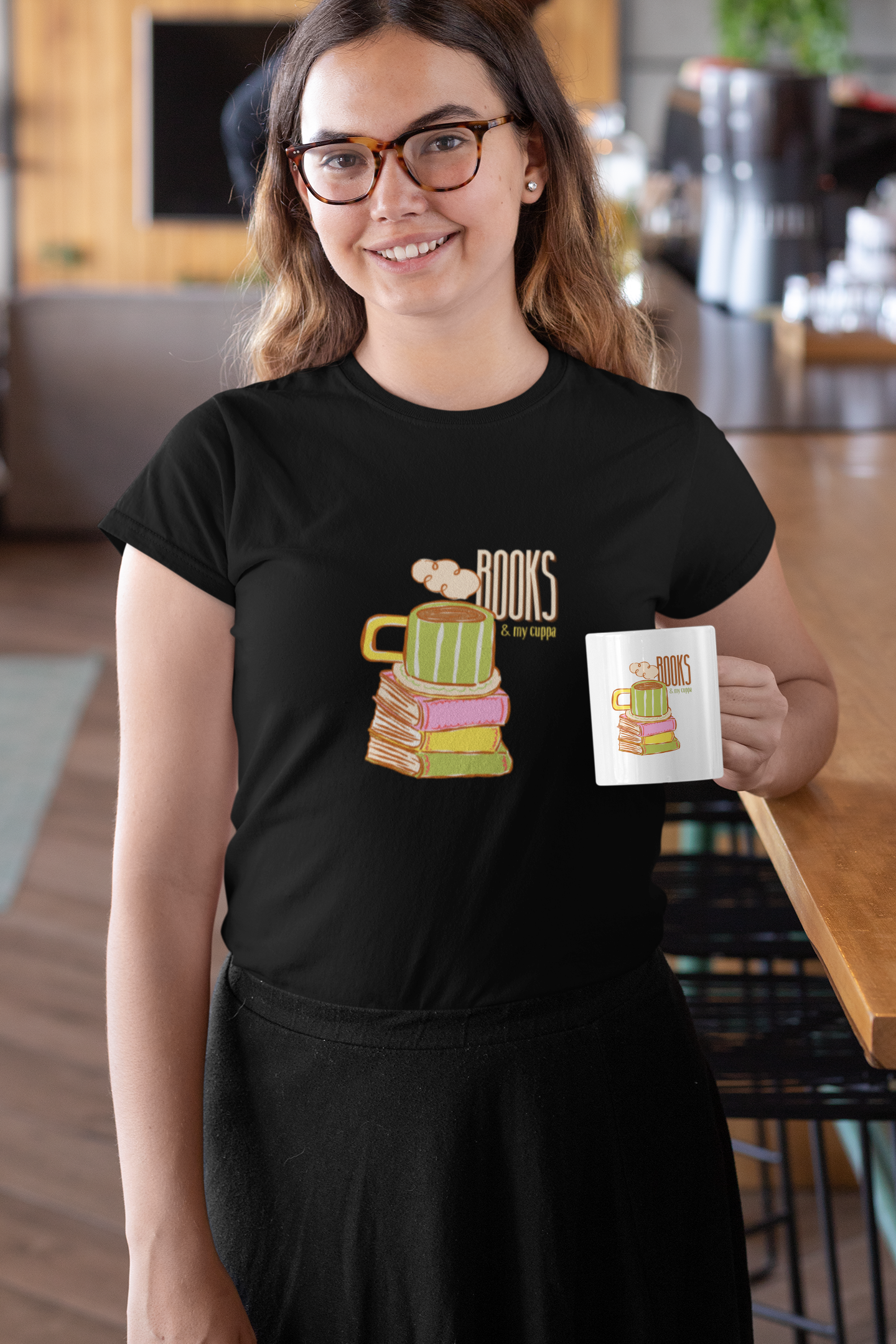 Books & My Cuppa Tee (Woman fit, Cotton)
