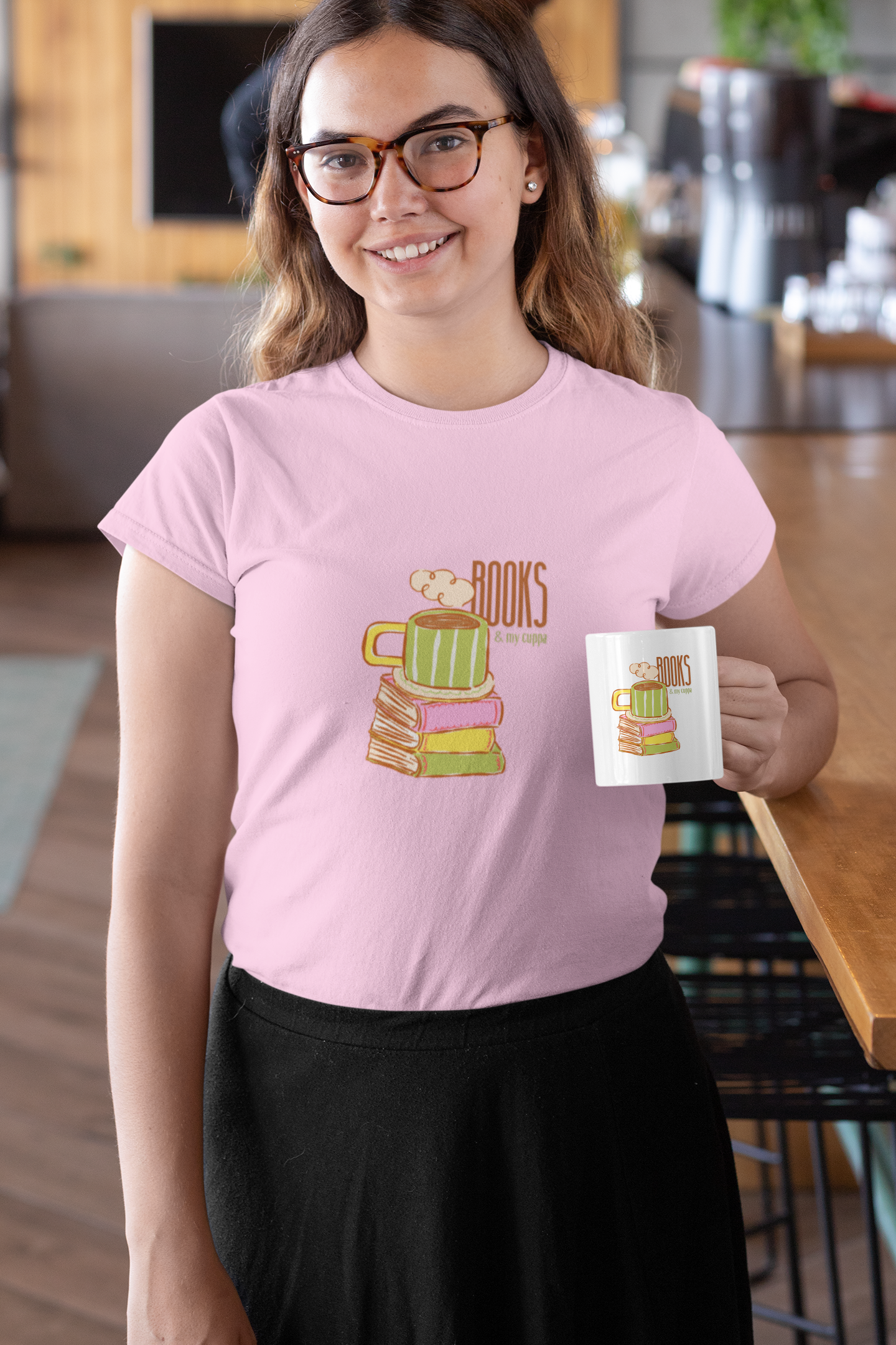 Books & My Cuppa Tee (Woman fit, Cotton)
