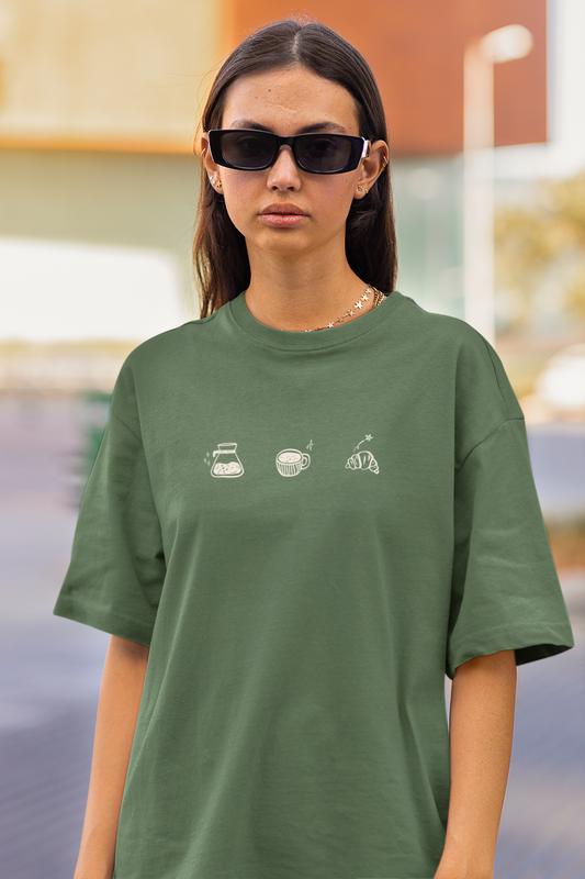 Brewing Breakfast Oversized Luxe Tee (Unisex, Cotton)