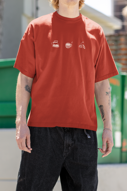 Brewing Breakfast Oversized Luxe Tee (Unisex, Cotton)