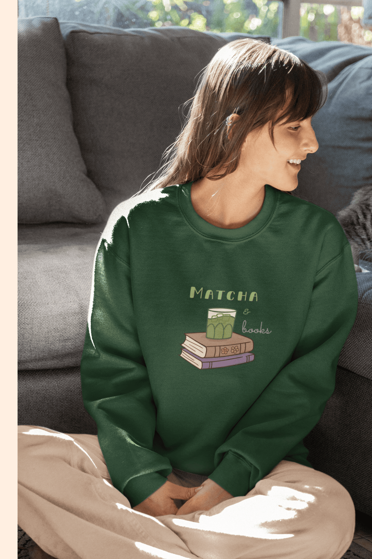 Matcha & Books: Sweatshirt (cotton, unisex)