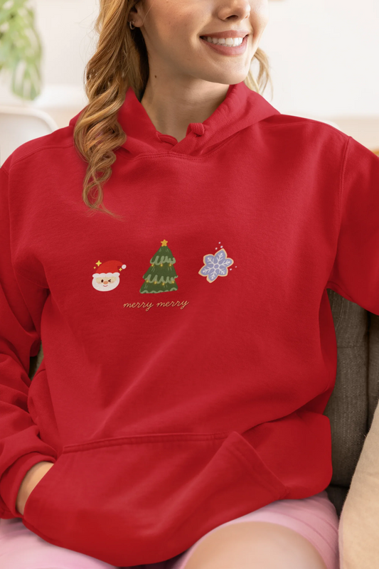 Merry Merry Christmas Hoodie (Unisex, Cotton) - curledeyes