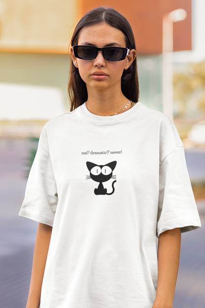 Cat - me, dramatic Oversized Luxe Tee (Unisex, Cotton)