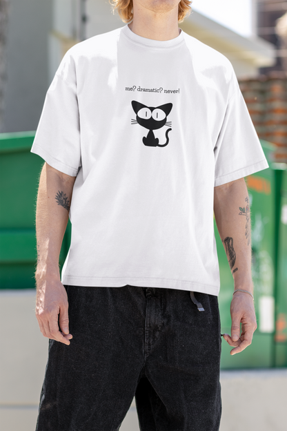 Cat - me, dramatic Oversized Luxe Tee (Unisex, Cotton)