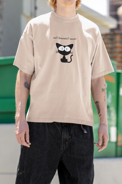 Cat - me, dramatic Oversized Luxe Tee (Unisex, Cotton)
