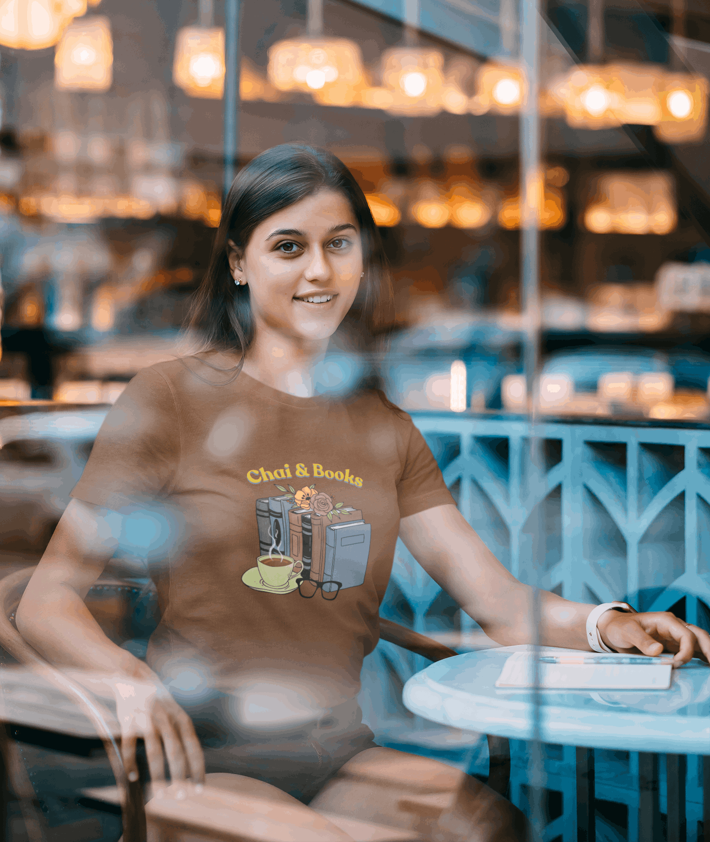 Chai & Books: Round Neck Tee (Female Fit)