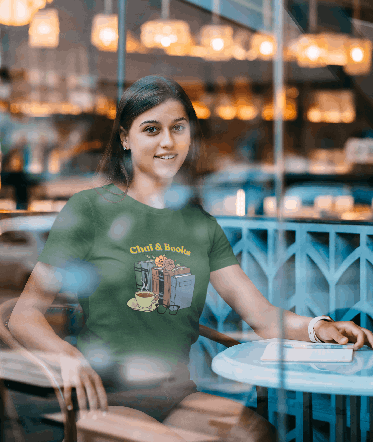 Chai & Books: Round Neck Tee (Female Fit)