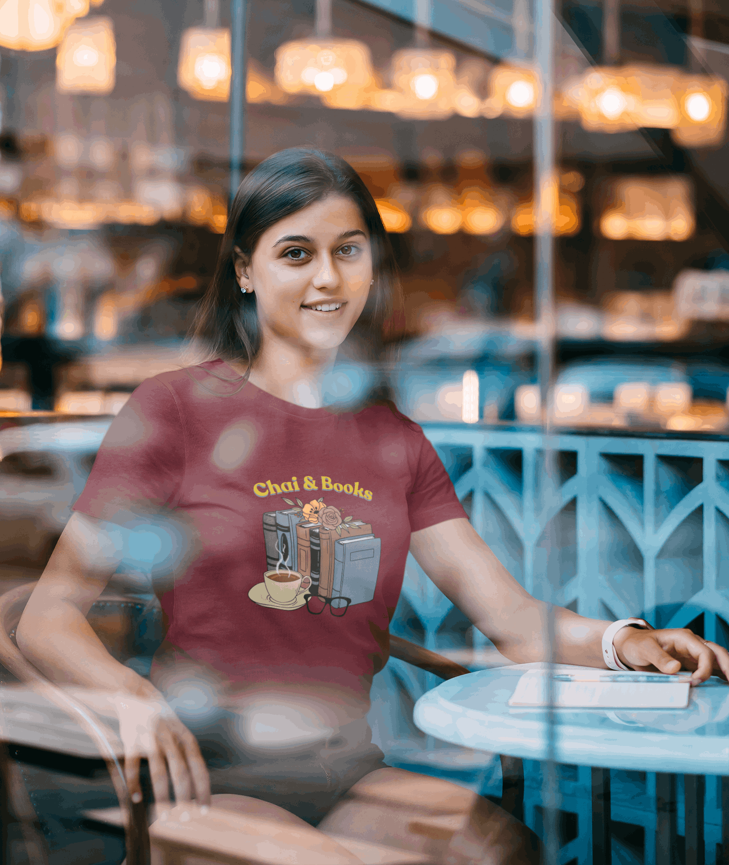 Chai & Books: Round Neck Tee (Female Fit)