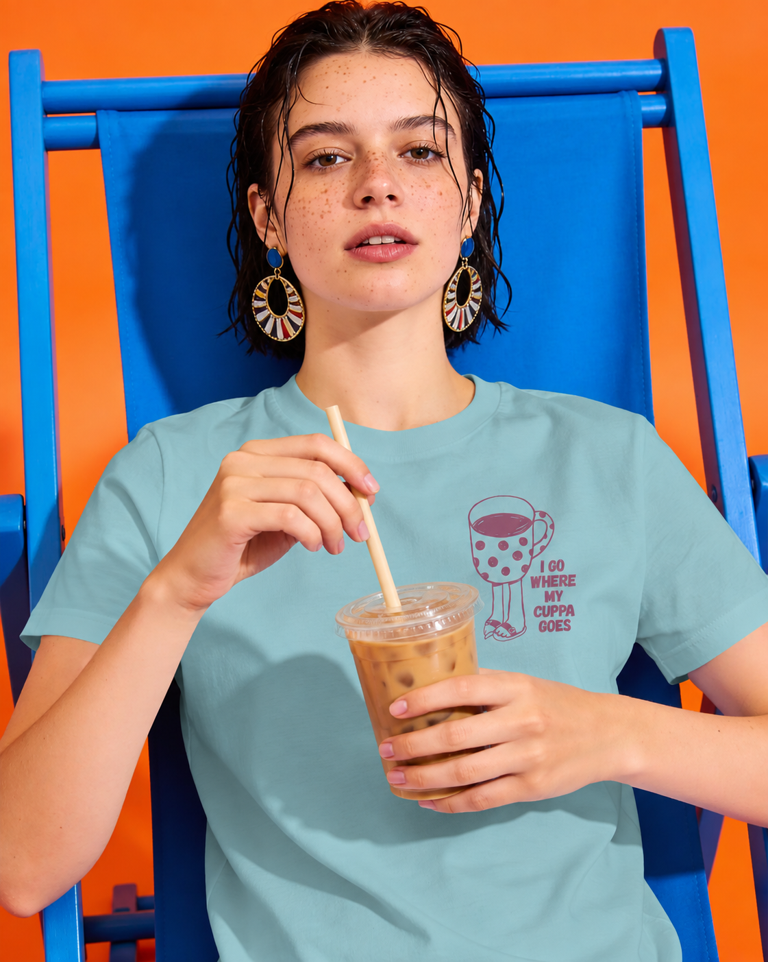 I Go Where My Cuppa Goes Tee (Unisex - Straight fit, Cotton)