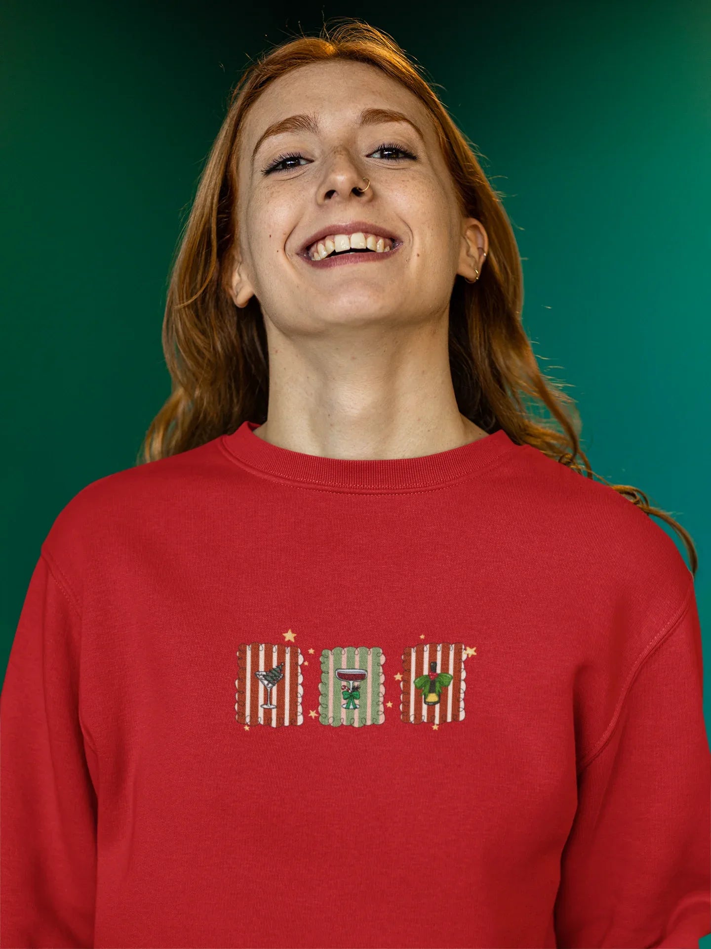 Christmas Stamps Christmas Sweatshirt (Unisex, Cotton) - curledeyes