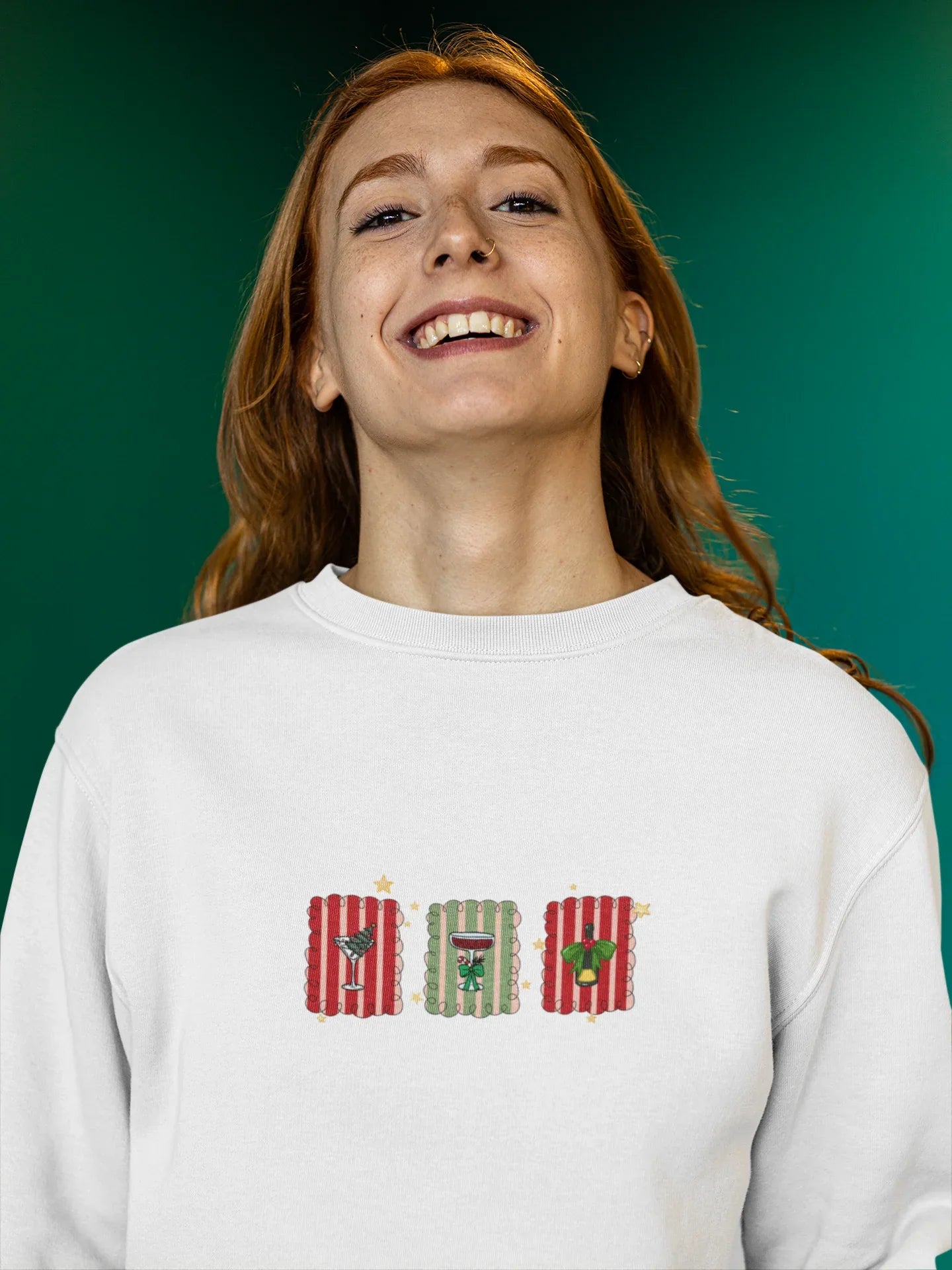 Christmas Stamps Christmas Sweatshirt (Unisex, Cotton) - curledeyes