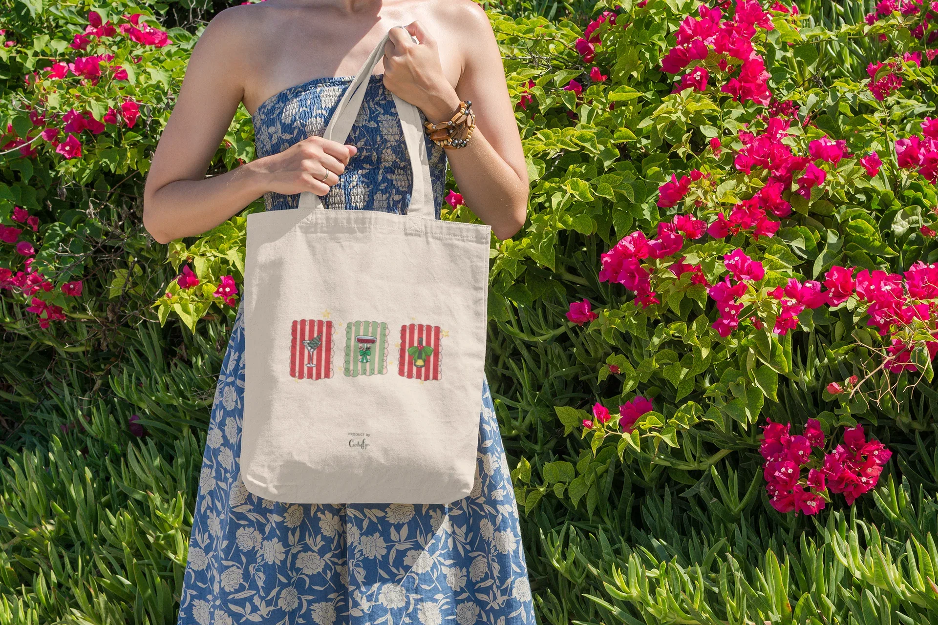 Christmas Stamps Christmas Tote Bag (Cotton canvas) - curledeyes