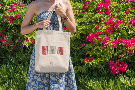 Christmas Stamps Christmas Tote Bag (Cotton canvas) - curledeyes