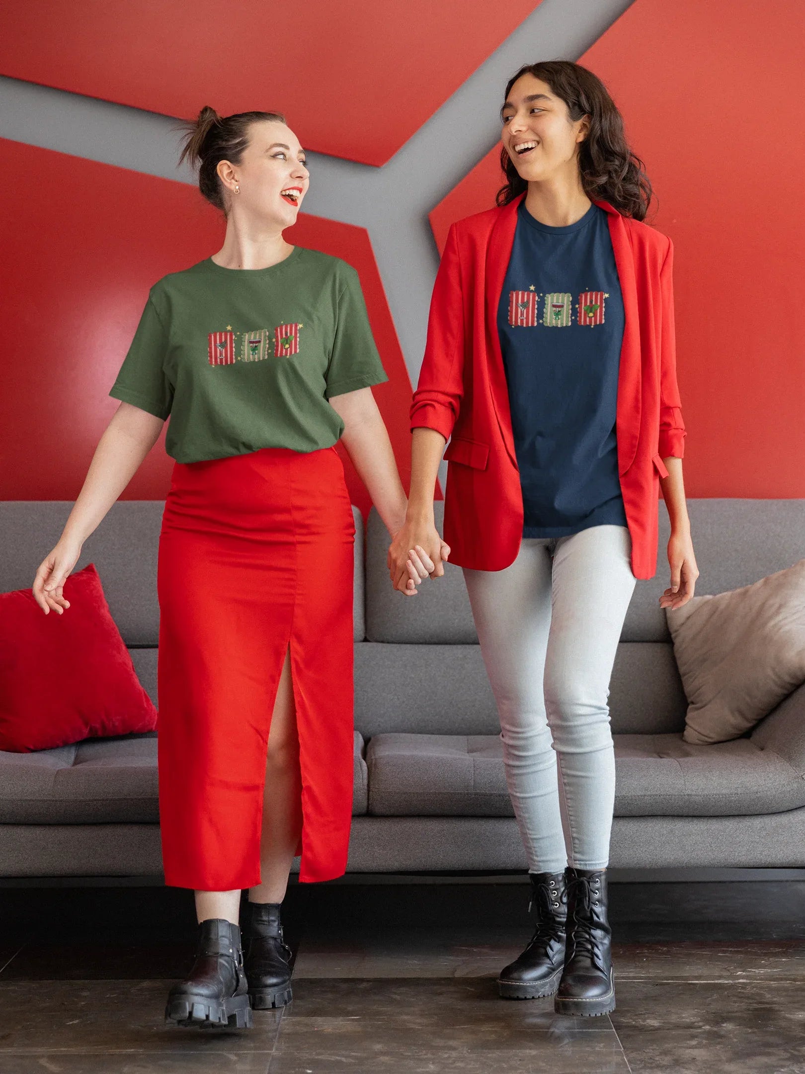 Christmas Stamps Oversized luxe Christmas Tee (Unisex, Cotton) - curledeyes