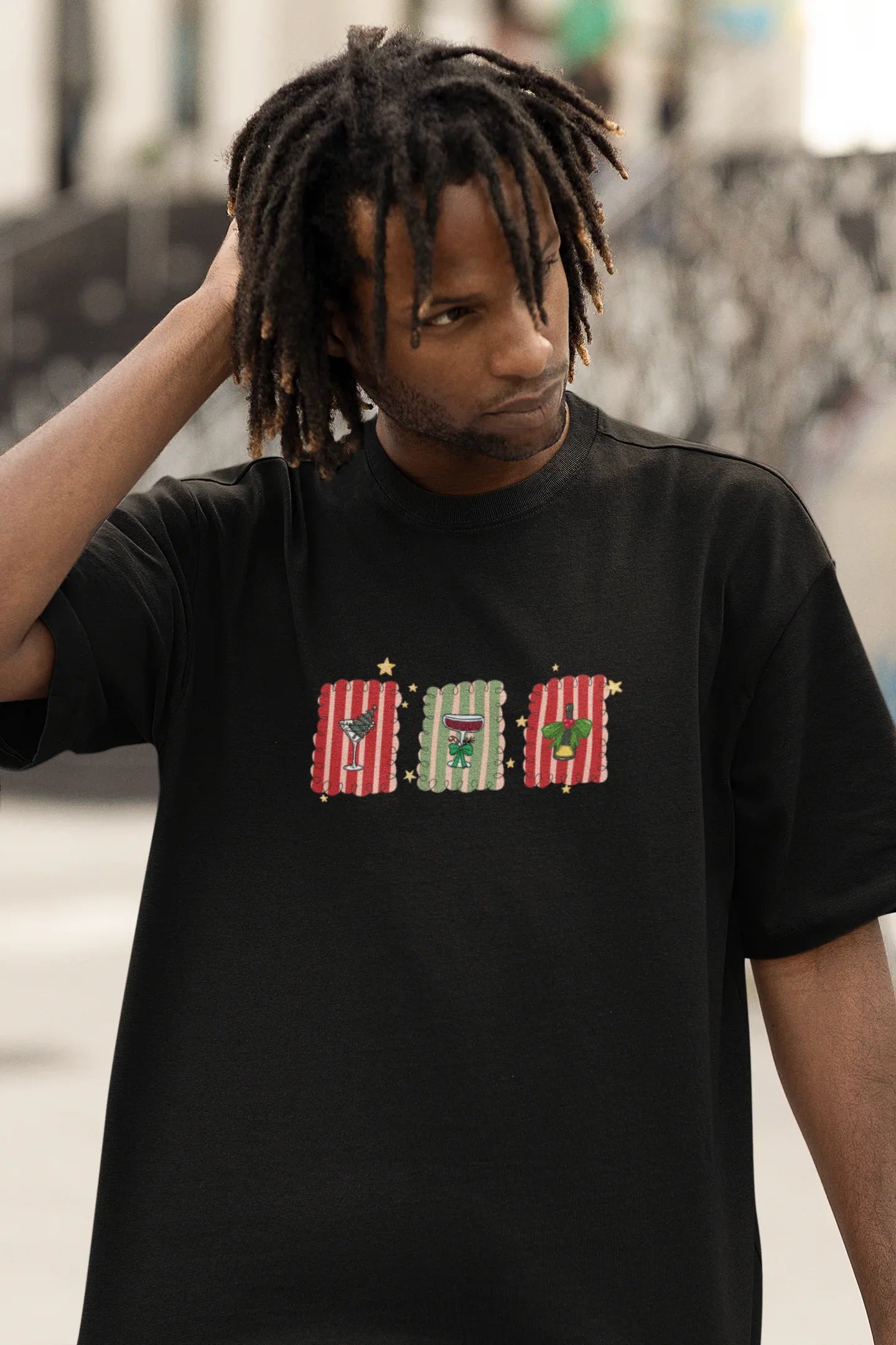 Christmas Stamps Oversized luxe Christmas Tee (Unisex, Cotton) - curledeyes