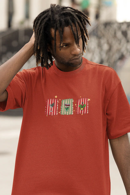 Christmas Stamps Oversized luxe Christmas Tee (Unisex, Cotton) - curledeyes