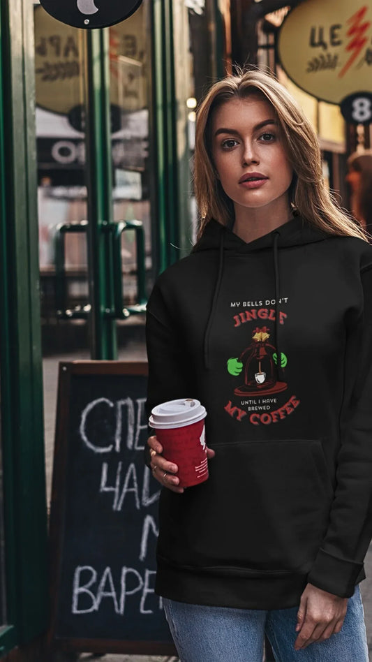 Coffee Jingles my bells Christmas hoodie (Unisex, Cotton) - curledeyes