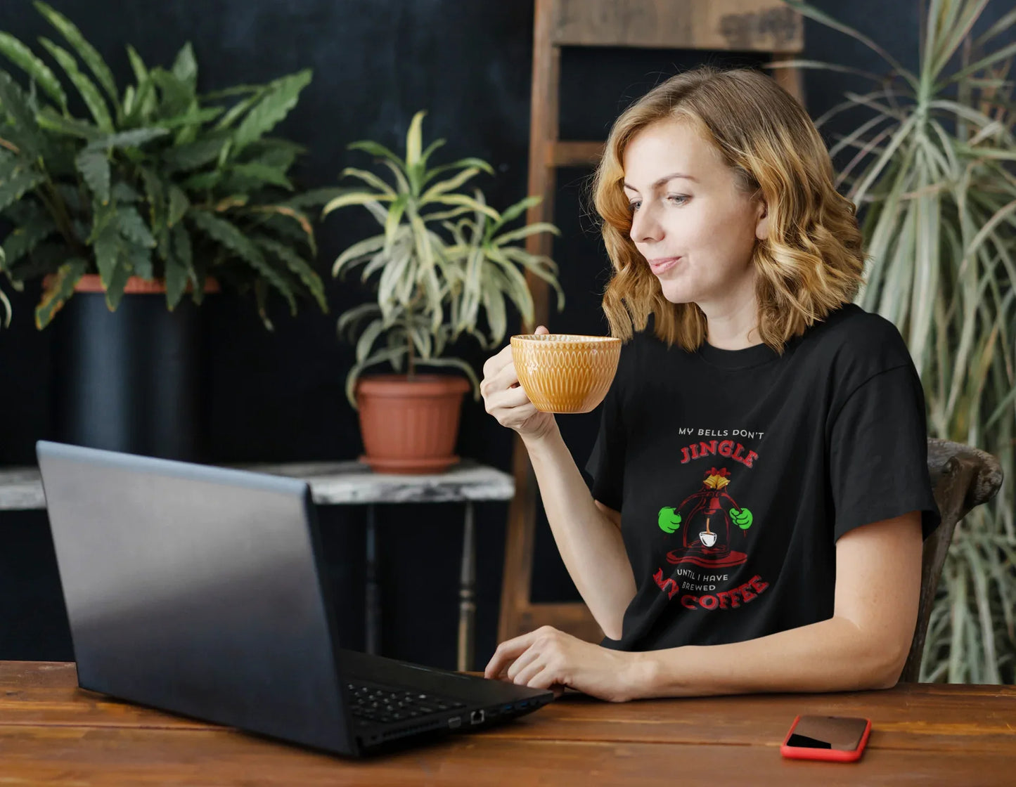 Coffee Jingles My Bells Oversized luxe Christmas Tee (Unisex, Cotton) - curledeyes
