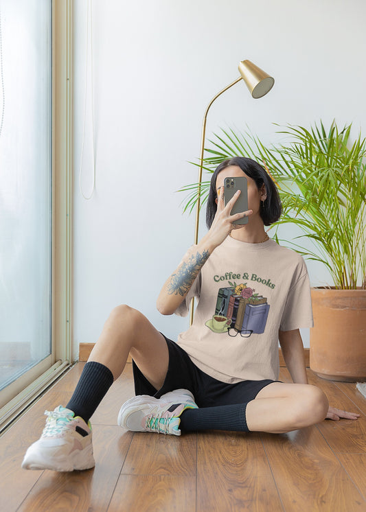 Coffee & Books: Oversized Luxe Tee (Unisex)