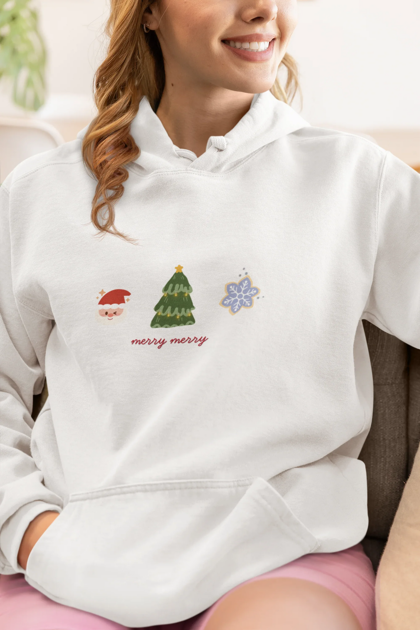 Merry Merry Christmas Hoodie (Unisex, Cotton) - curledeyes
