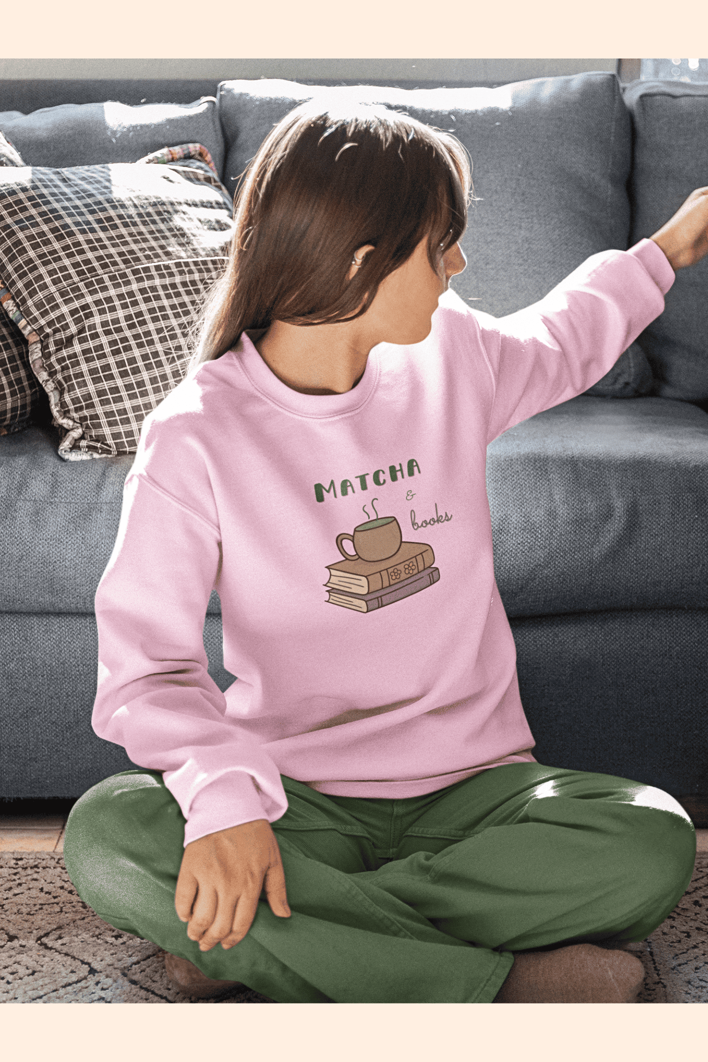 Matcha & Books: Sweatshirt (cotton, unisex)