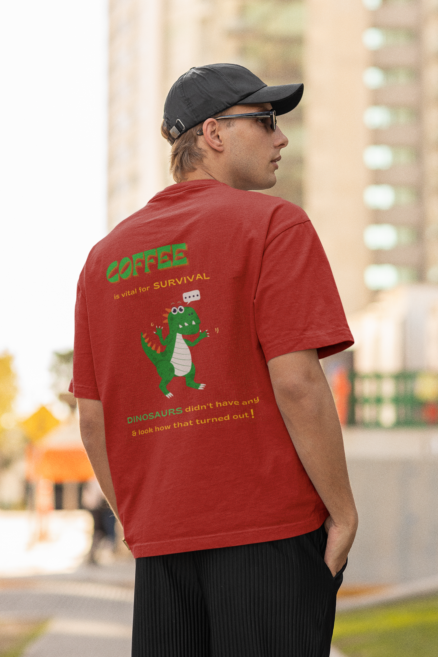 Dino Coffee Oversized Luxe Tee (Cotton, Unisex)