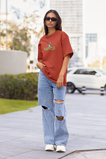 Dino Coffee Oversized Luxe Tee (Cotton, Unisex)