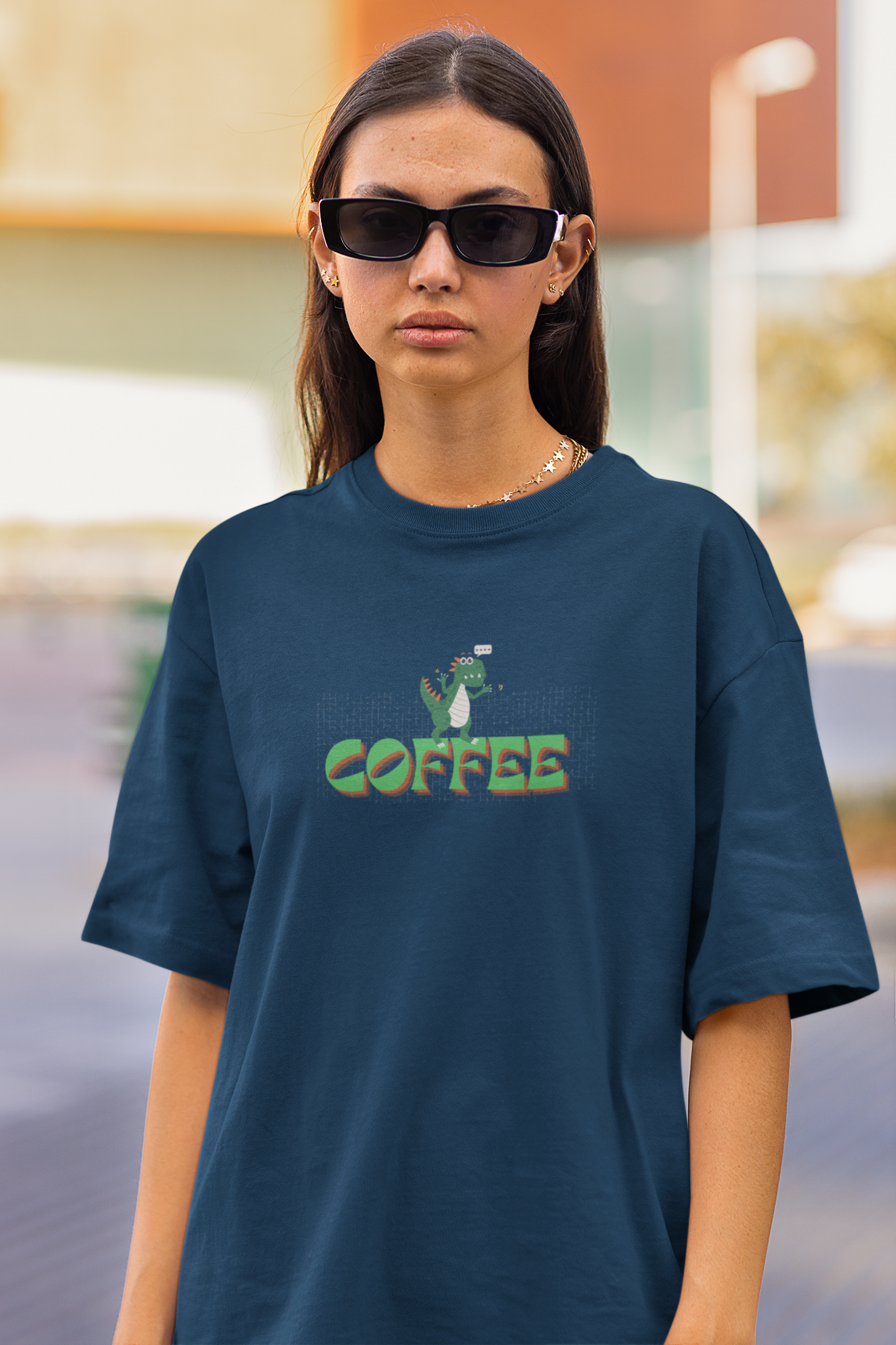 Dino Coffee Oversized Luxe Tee (Cotton, Unisex)