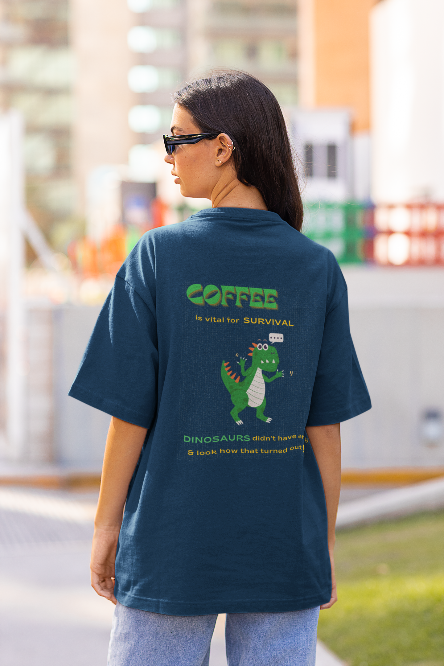 Dino Coffee Oversized Luxe Tee (Cotton, Unisex)
