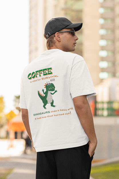 Dino Coffee Oversized Luxe Tee (Cotton, Unisex)