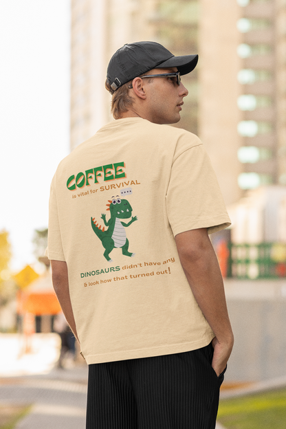 Dino Coffee Oversized Luxe Tee (Cotton, Unisex)