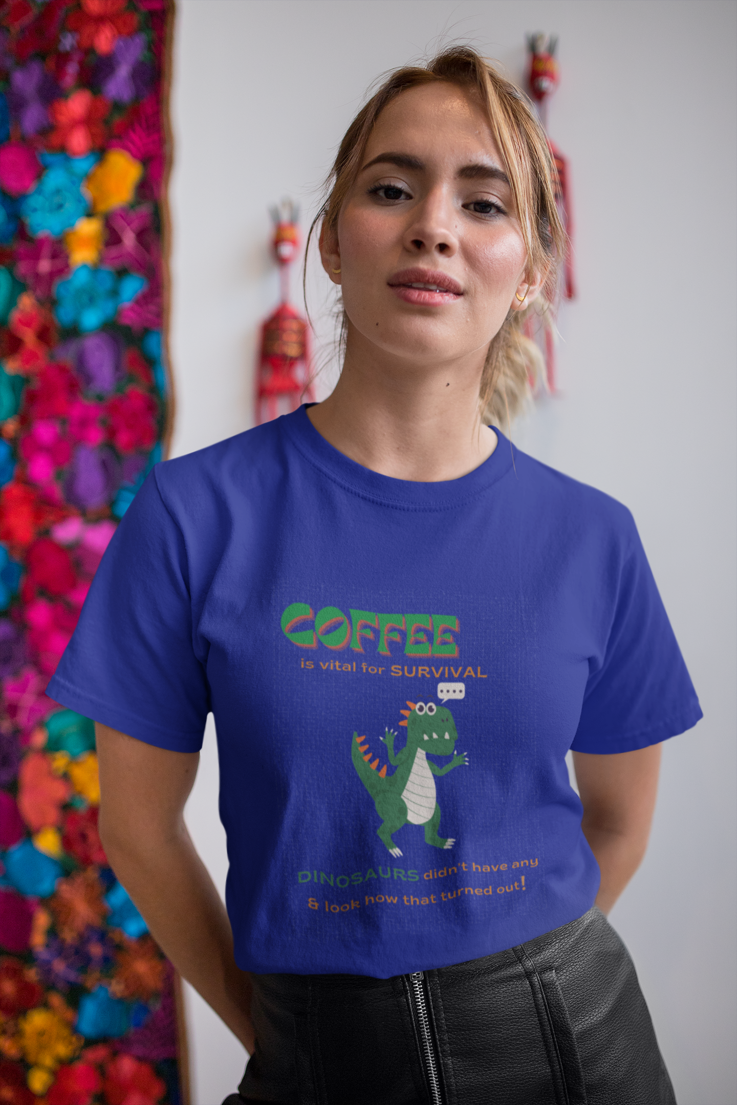Dino Coffee Tee (Unisex, Cotton)