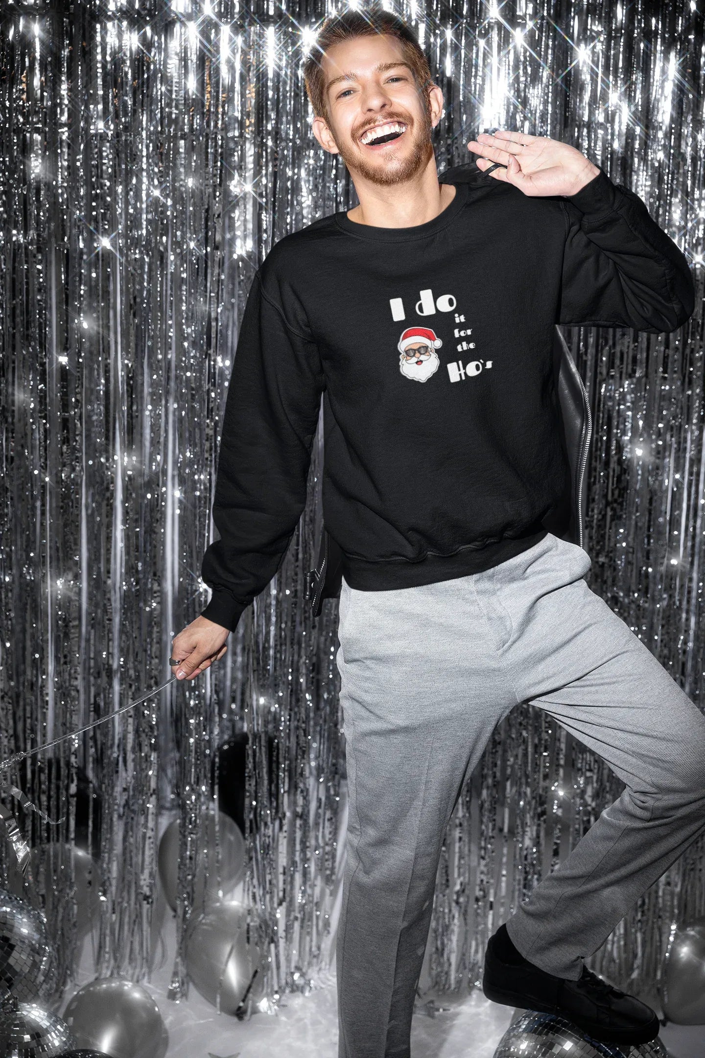 Do It For The HOs Fun Christmas Sweatshirt (Unisex, Cotton - curledeyes