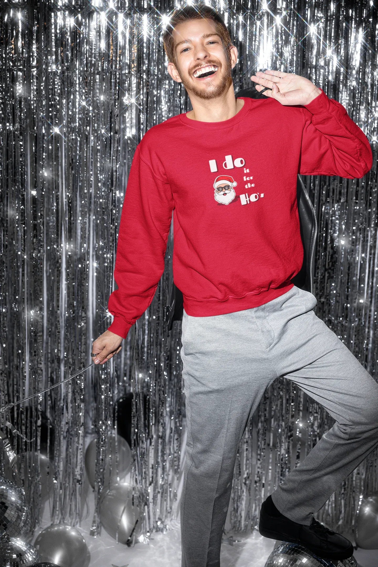 Do It For The HOs Fun Christmas Sweatshirt (Unisex, Cotton - curledeyes