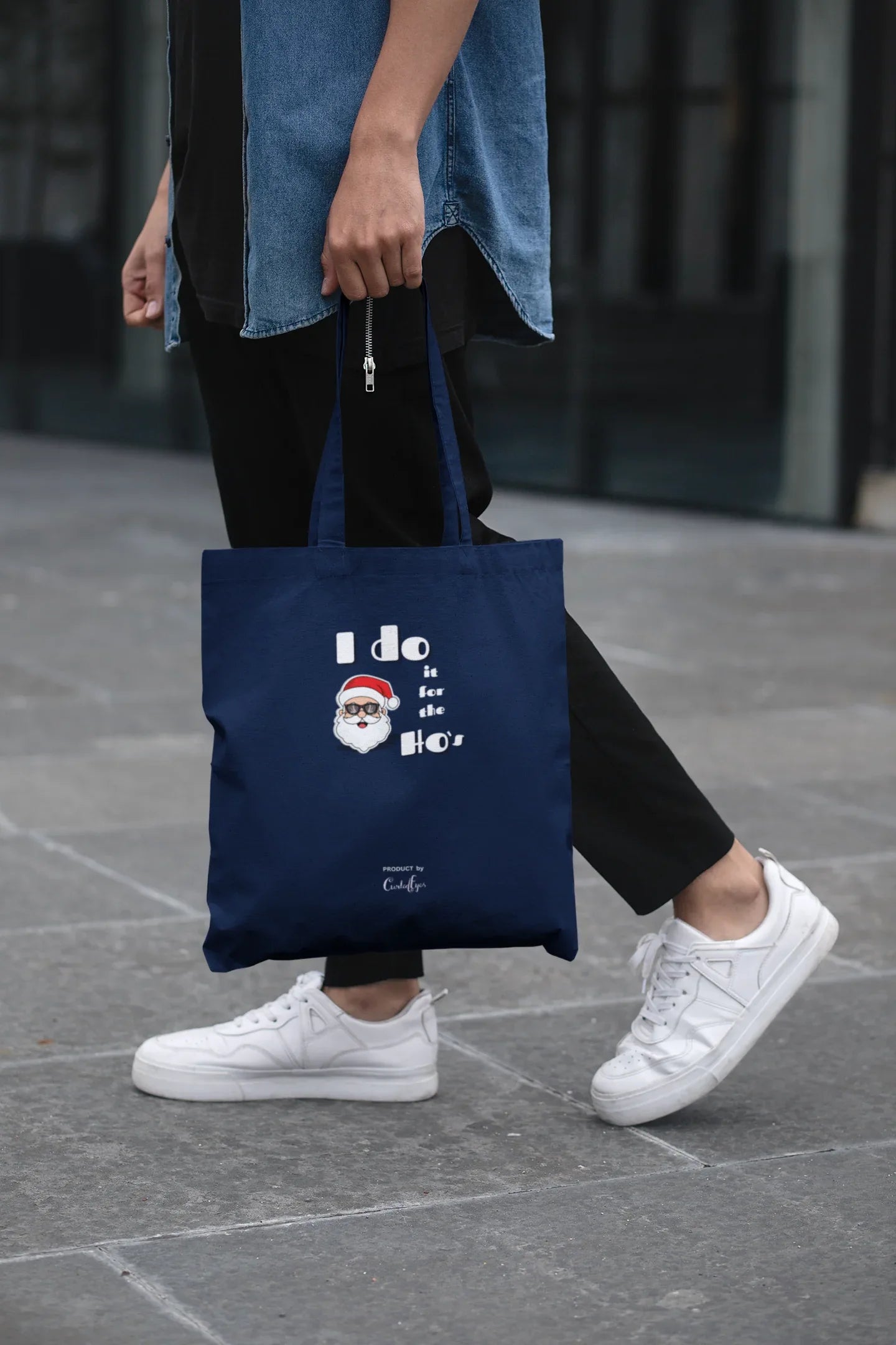 Do it for the Hos Christmas tote Bag (Cotton Canvas) - curledeyes