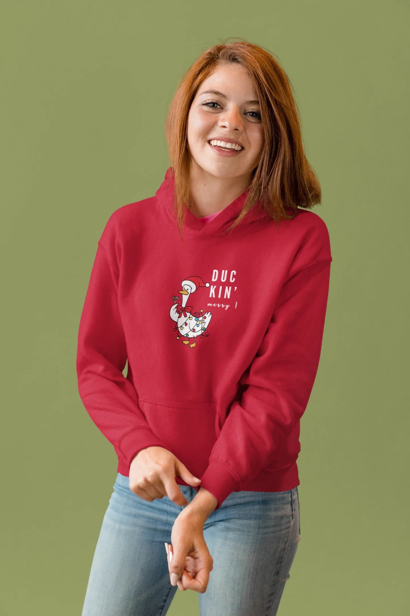 Duckin Merry Fun Christmas Hoodie (Unisex, Cotton) - curledeyes