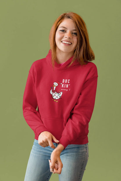 Duckin Merry Fun Christmas Hoodie (Unisex, Cotton) - curledeyes