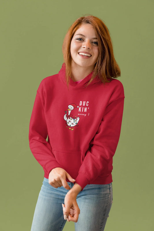 Duckin Merry Fun Christmas Hoodie (Unisex, Cotton) - curledeyes