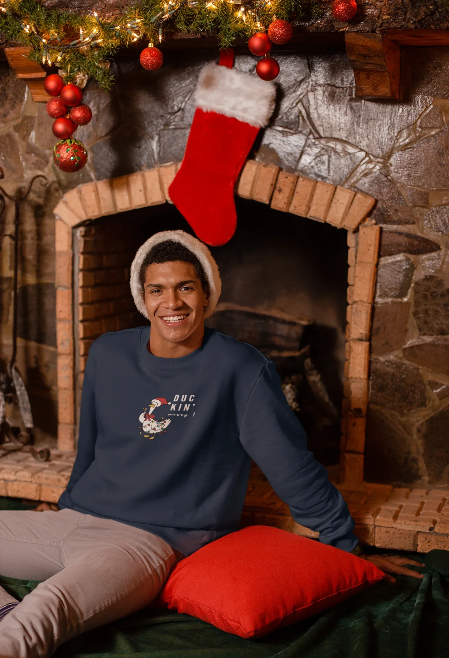 Duckn Merry Fun Christmas Sweatshirt (Unisex, Cotton) - curledeyes