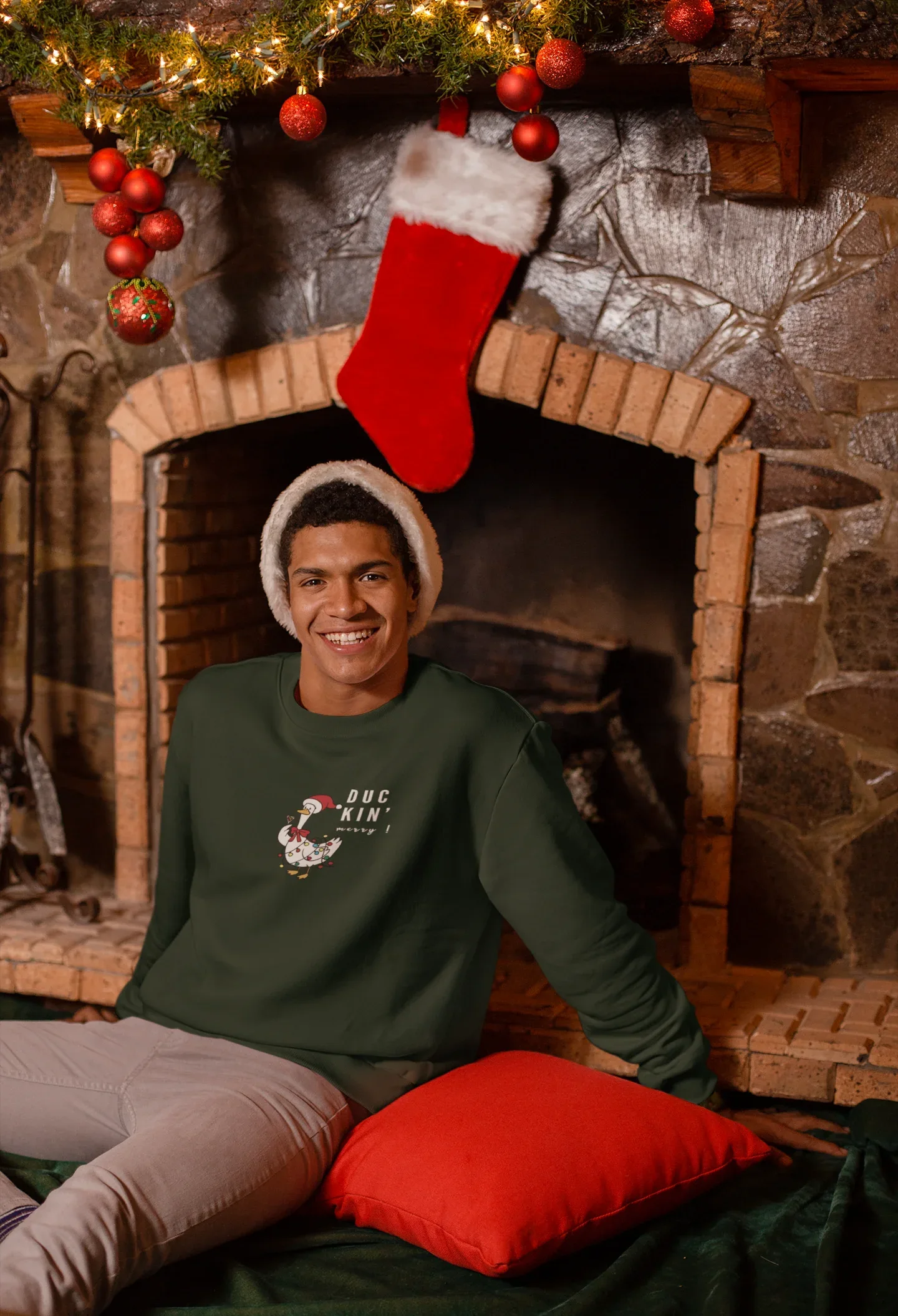 Duckn Merry Fun Christmas Sweatshirt (Unisex, Cotton) - curledeyes