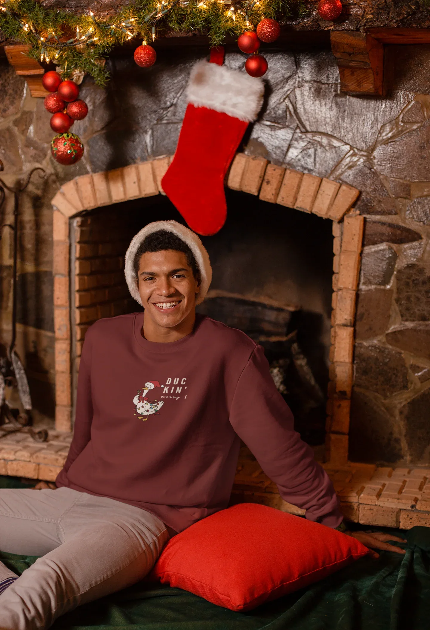 Duckn Merry Fun Christmas Sweatshirt (Unisex, Cotton) - curledeyes