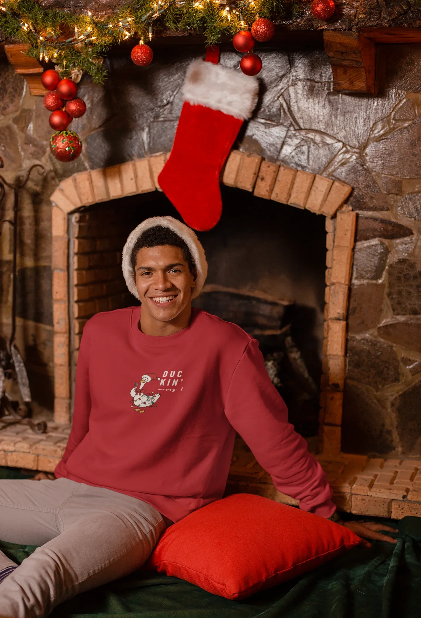 Duckn Merry Fun Christmas Sweatshirt (Unisex, Cotton) - curledeyes