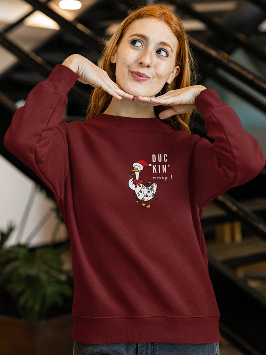 Duckn Merry Fun Christmas Sweatshirt (Unisex, Cotton) - curledeyes