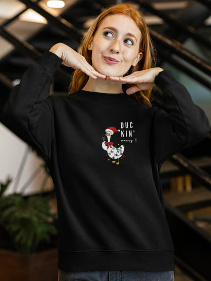 Duckn Merry Fun Christmas Sweatshirt (Unisex, Cotton) - curledeyes