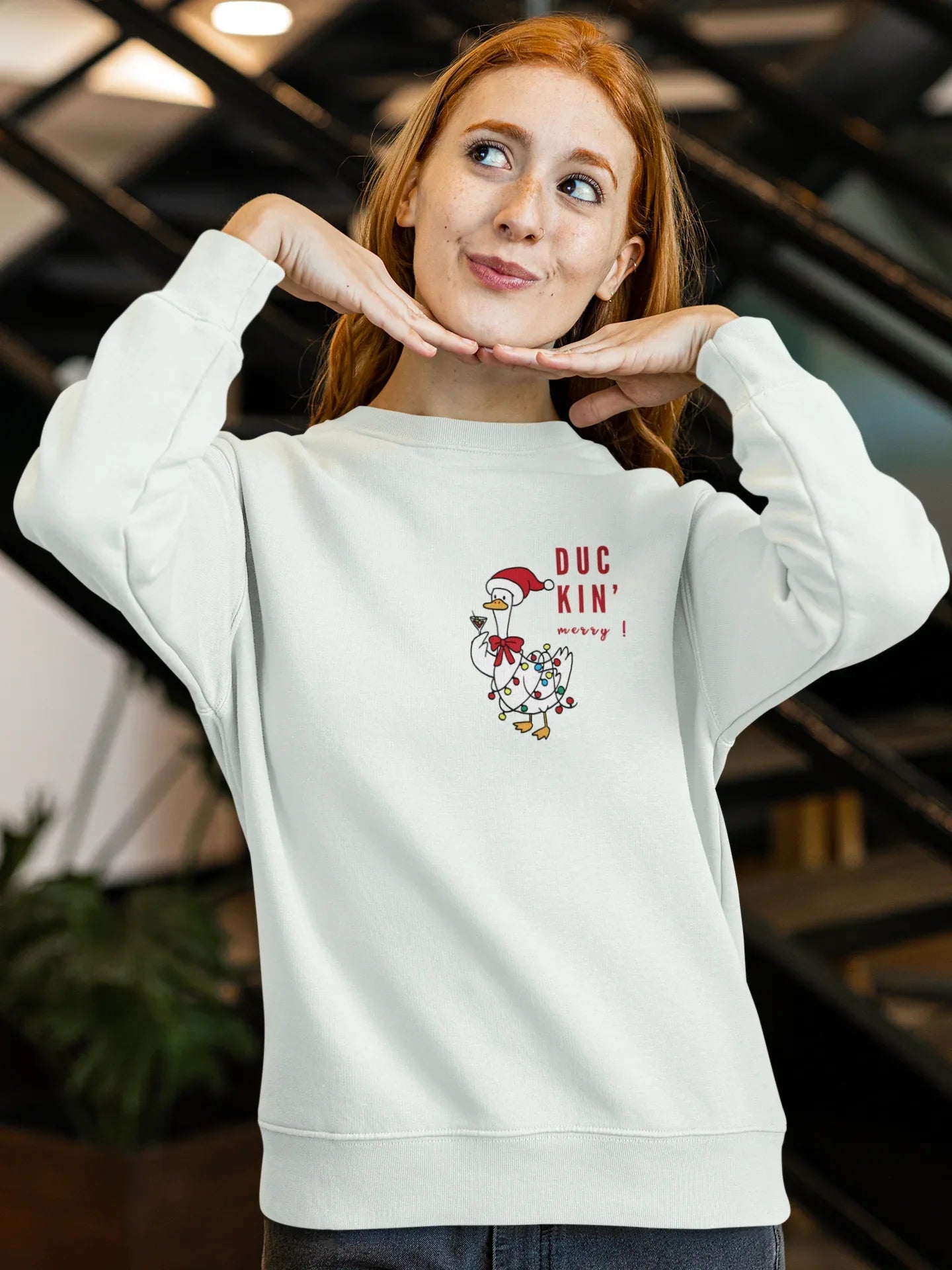 Duckn Merry Fun Christmas Sweatshirt (Unisex, Cotton) - curledeyes